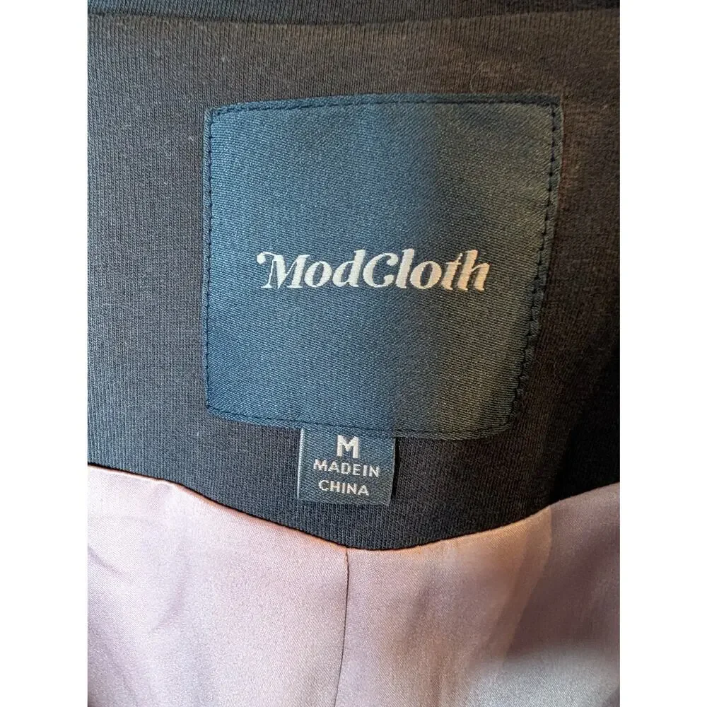 ModCloth Blazer Bundle Black Gray Ruched Sleeve Office Career Medium Lot 2 Pc